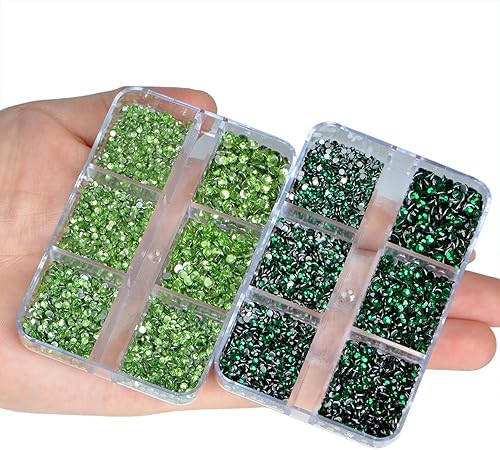 Miniatura 9 de Bymitel 7200 unidades de diamantes de imitación de zafiro y zafiro, parte trasera plana, 6 tamaños mixtos, gemas de cristal redondas con pinzas y