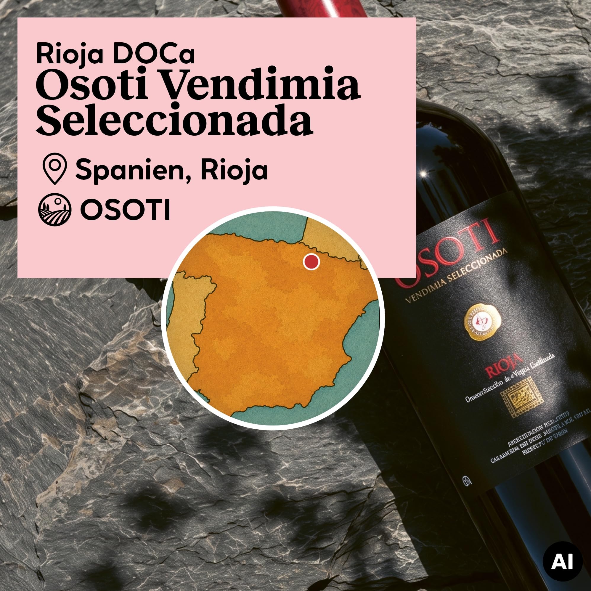 DELINAT Osoti Vendimia Seleccionada 2023 – Spanischer Bio-Rotwein trocken | Vegane Cuvée aus Tempranillo und Garnacha, in Barrique ausgebaut und säurearm aus Rioja 6 x 0,75l