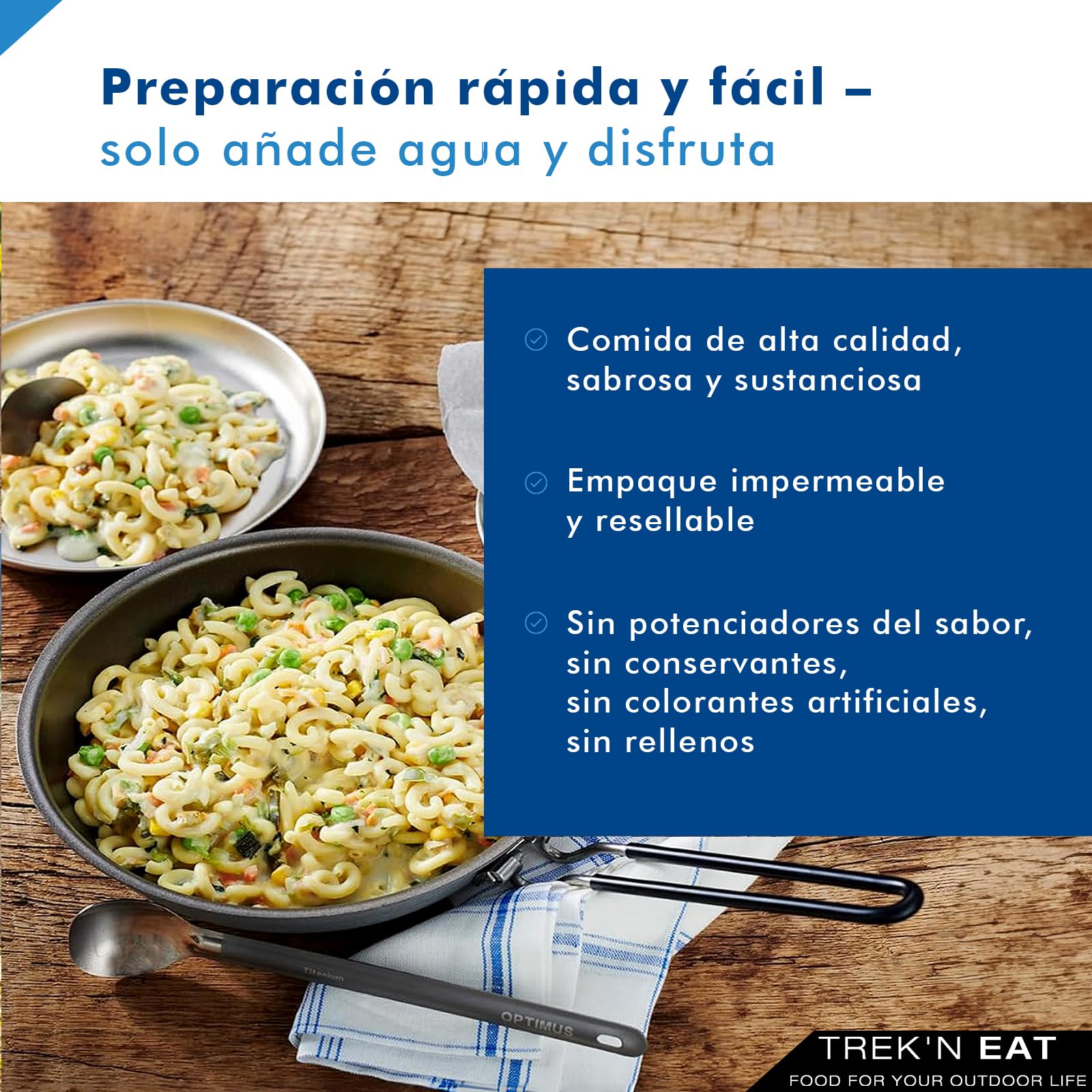 Pasta Trek'N Eat con Verduras Coloridas PS1000+ Tu comida para exteriores rica en calorías (más de 1000 kcal) para trekking, expediciones y suministros de emergencia