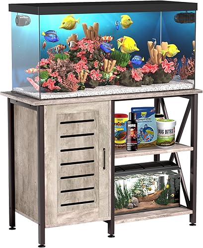 Soporte para tanque de peces de 40 a 50 galones, soporte de acuario con almacenamiento de accesorios de gabinete, marco de metal resistente, mesa de