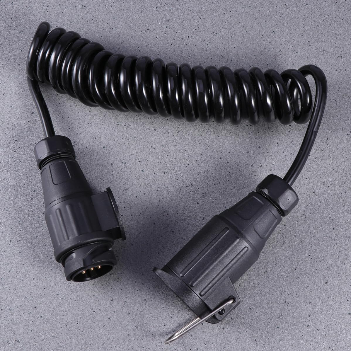 Trailer Plug Spring Coiled Cable 2m Long with Brass Pin