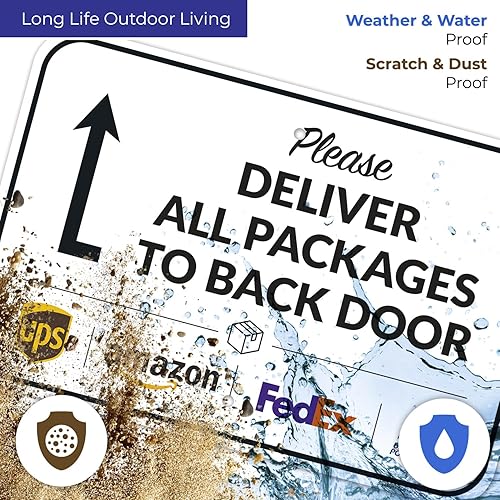 Vista 470 de Cartel de entrega del paquete, letrero de instrucciones de entrega, 10 x 7 pulgadas, aluminio 040 libre de óxido, resistente a la decoloración