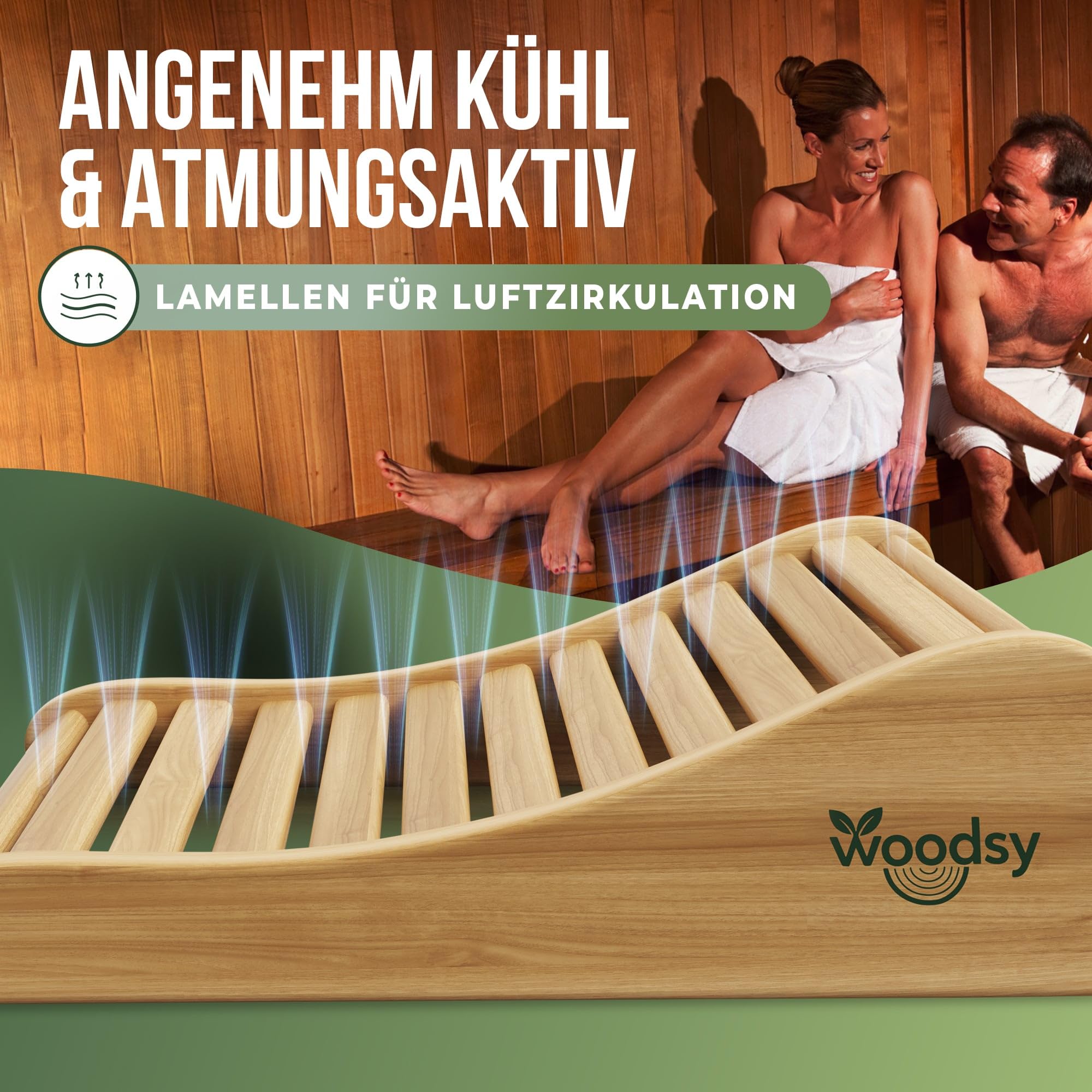 ART COLOR Woodsy Saunakopfstütze aus Holz – Ergonomisches Sauna Zubehör für entspanntes Liegen – Hochwertiges Saunazubehör für maximale Erholung (2X Kopfstütze)