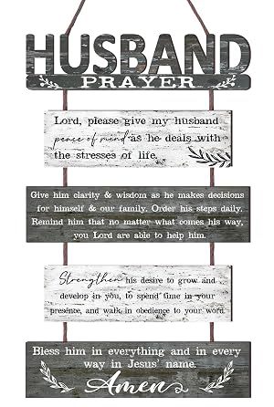 Yudarte Prayer for Husband Rustic Wall Sign with 5pcs Panels Strung Together - Christian Religious Inspiring Farmhouse Home