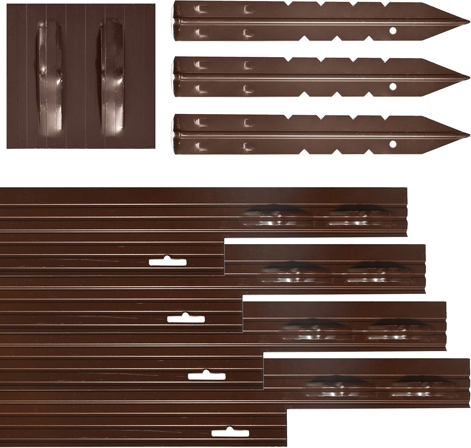 Dreamscape PRO Aluminum Landscape Edging - Easy Install Professional Landscaping Border - 10 Strips, 8ft Each (80ft Total) - Brown Painted - Metal Divider for Lawn, Garden, Flowerbed