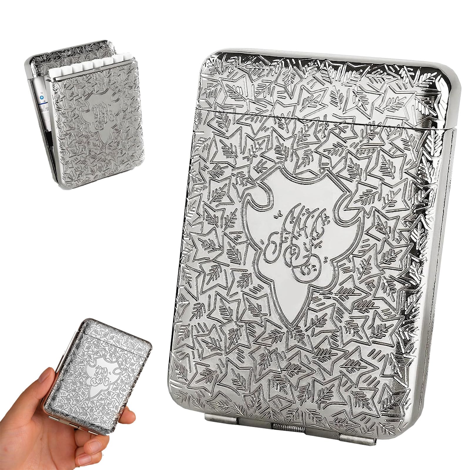 GCLCPAEN Cigarette Case,Metal Cigarette Case,Holds 12 Coarse Cigarettes,Up To 84mm,Retro And Stylish,Portable Waterproof,Vintage Holder,Unisex,Security Wallet C
