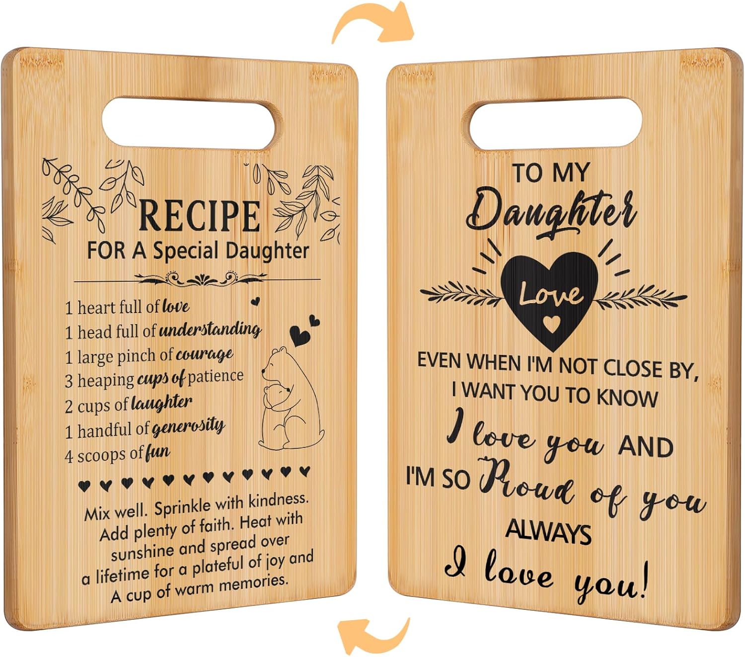 Daughter Birthday Gifts,Daughter Gifts from Mom Dad Parents,Best Birthday Mother's Day Gifts for Daughter,Unique Engraved Cutting Board Present,Wedding Christmas Gifts for Daughter