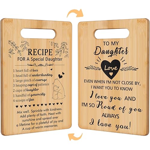 Daughter Birthday Gifts,Daughter Gifts from Mom Dad Parents,Best Birthday Mother's Day Gifts for Daughter,Unique Engraved Cutting Board Present,Wedding Christmas Gifts for Daughter
