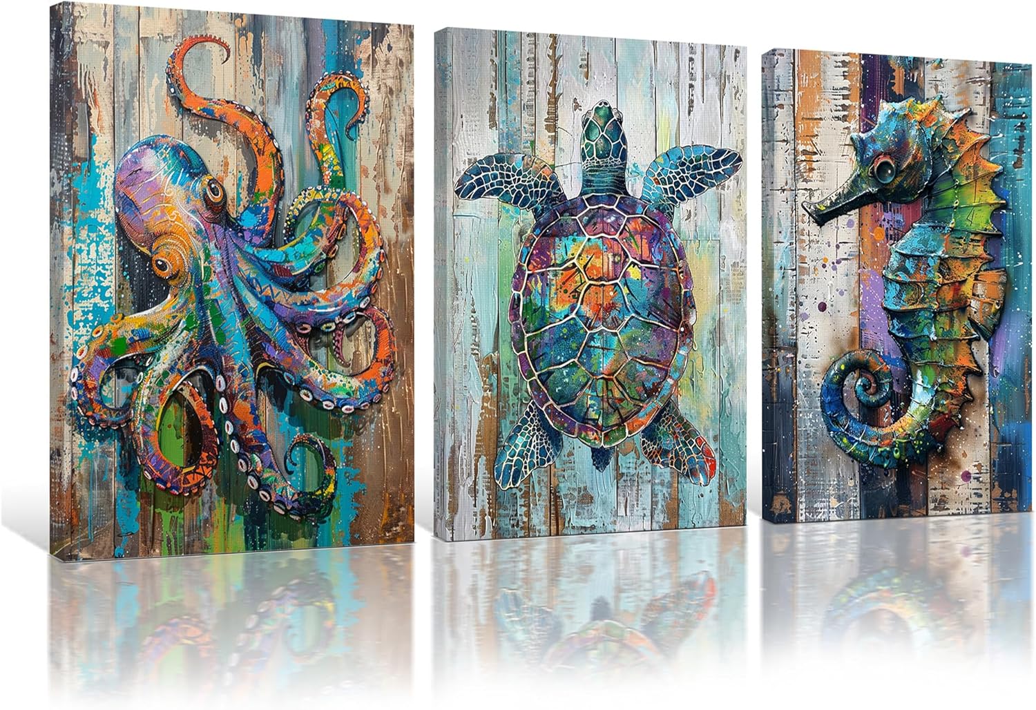 Amazon.com: PicturePerfect Decor Watercolor turtle octopus seahorse