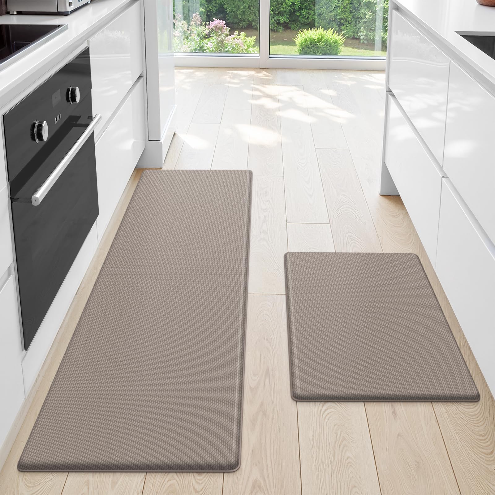 StepLively Kitchen Mats, 2 PCS 17.3"×30"+17.3"×59", Khaki