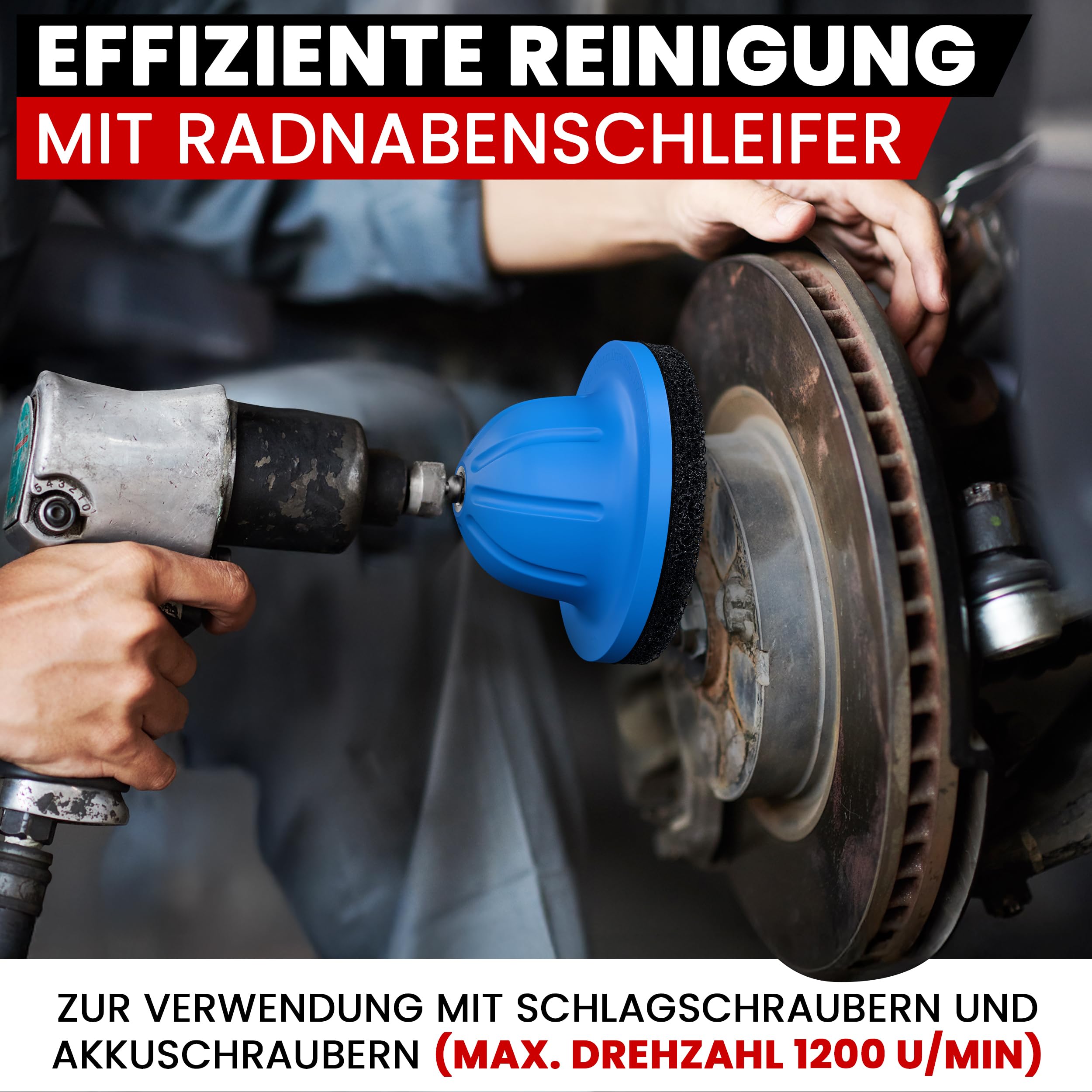 FACELIFT Radnabenschleifer Ø150mm – inkl. Schleifpad, Adapter & Tasche – für saubere Radaufnahme & festen Felgensitz – ideal beim Radwechsel am Auto oder Werkstatt (3x Schleifpad, 150mm, 20, Mittel)