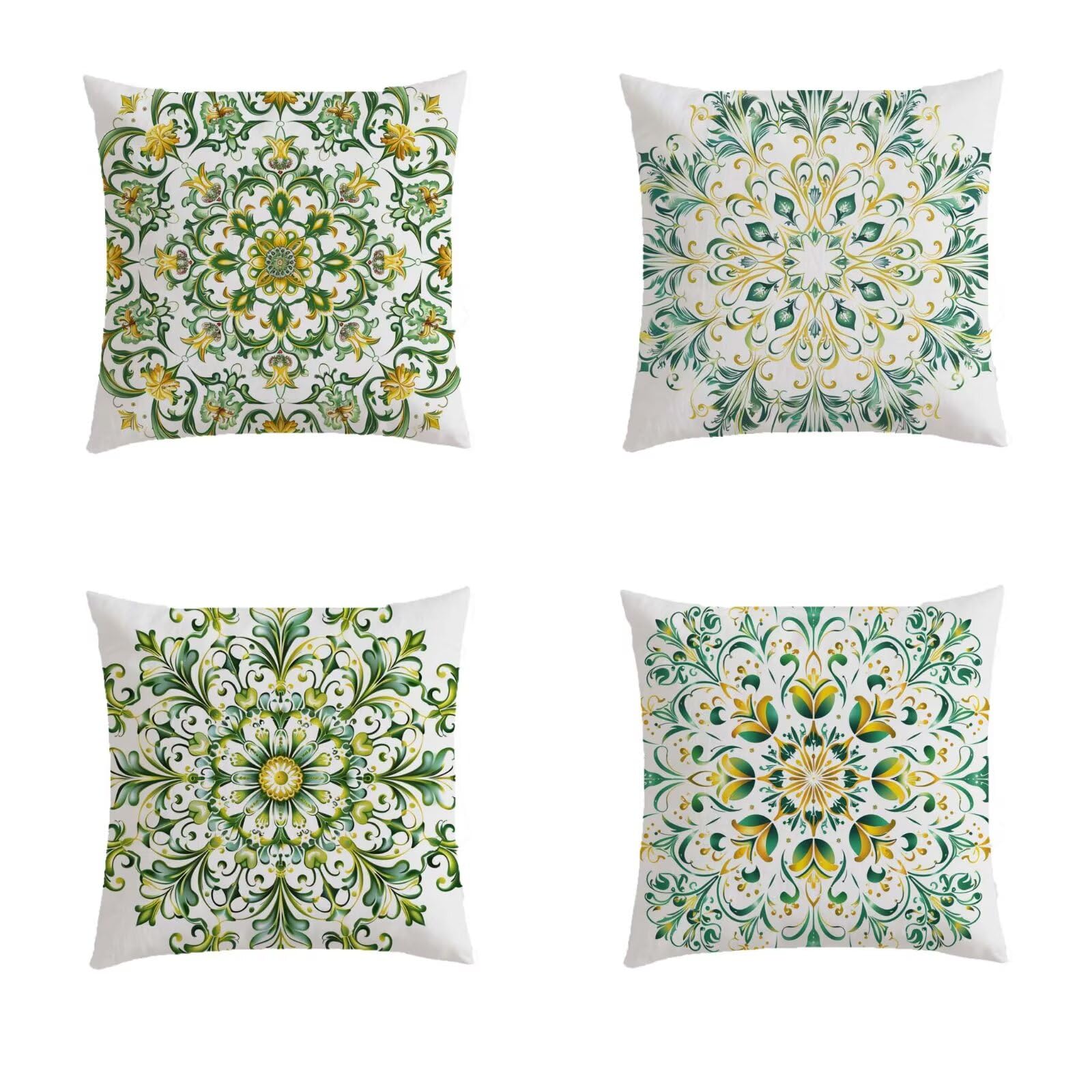 Housse coussin extérieur jaune étanche 45x45 lot de 4 taie oreiller salon jardin