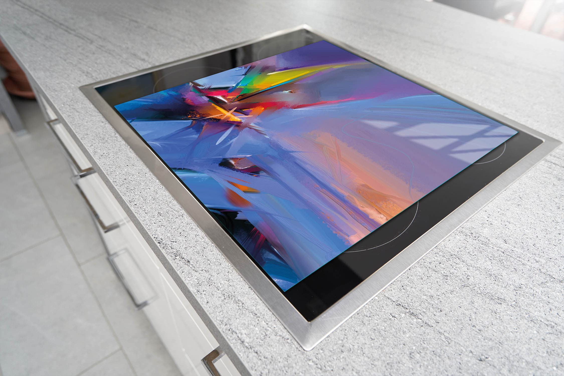 DarHaus Planche à Découper En Verre Ceranfeld 1 Pièce 52 X 40 Cm, Plaque De Découpe En Verre, Protection Anti-éclaboussures, Plaque En Verre Universelle, Cuisine, Poivre Noir