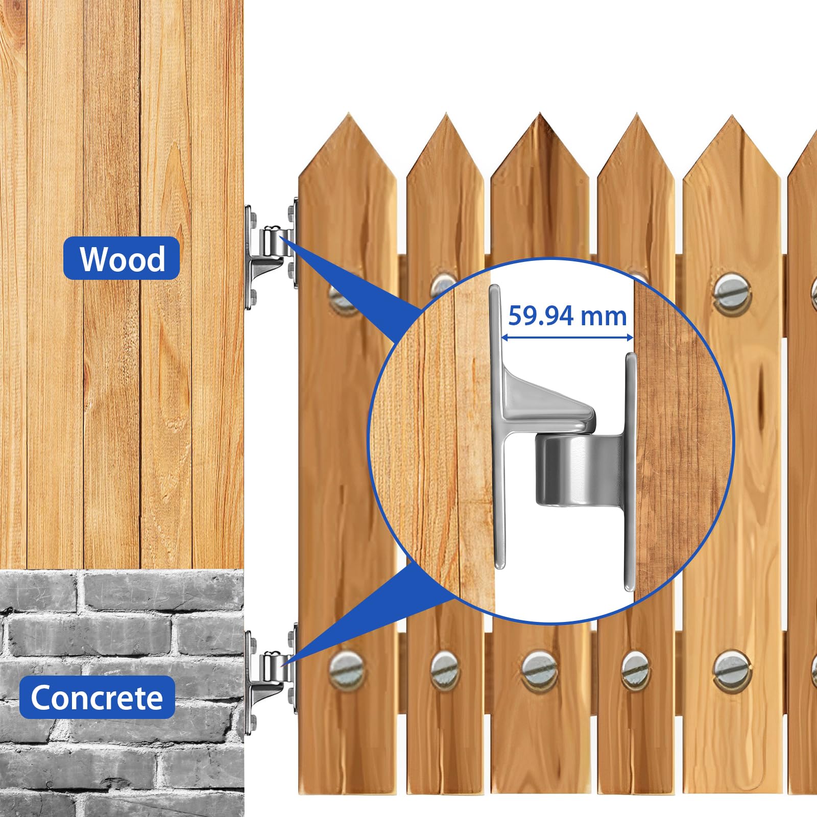 Gate Hinges Stainless Steel, 2 Pcs Heavy Duty Female & Male Hinges Wall Mount - Image 3