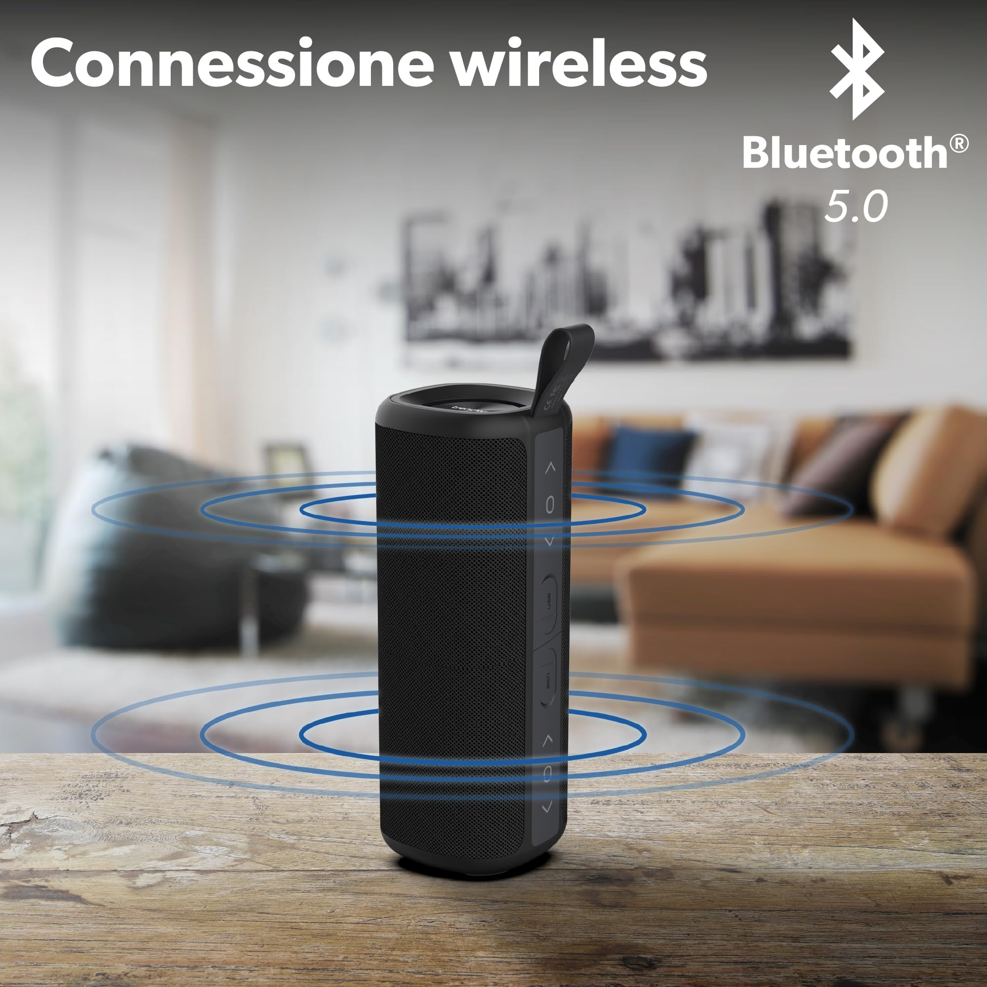T'nB - Altoparlante Bluetooth portatile 2 in 1, impermeabile, galleggiante, impermeabile all'acqua resistanza, stereo, Bluetooth 5.0 compatto, controlli integrati, altoparlante wireless – colore nero