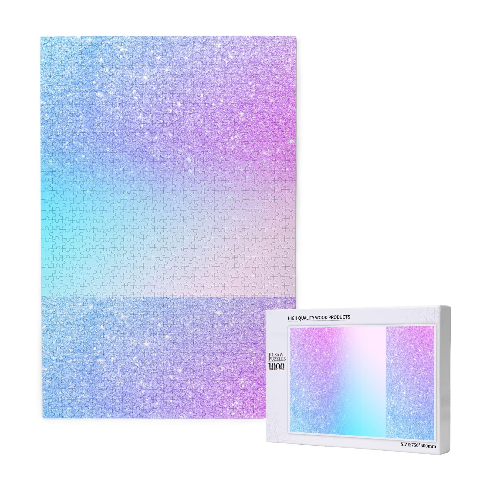 Sfumatura viola, rosa glitterata e blu sfumato, puzzle da 1000 pezzi per adulti, puzzle impegnativi, puzzle a incastro