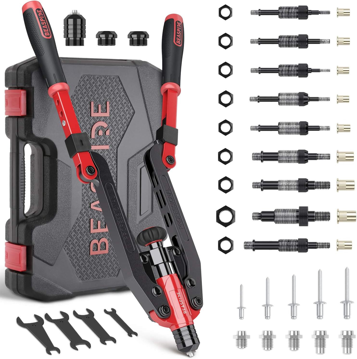 Beaspire Rivet Nut Tool Kit, Upgraded Rivnut Tool Kit, Nutsert Tool Kit with Rugged Carrying Case (Rivet Nut Tool Kit 2 in 1)