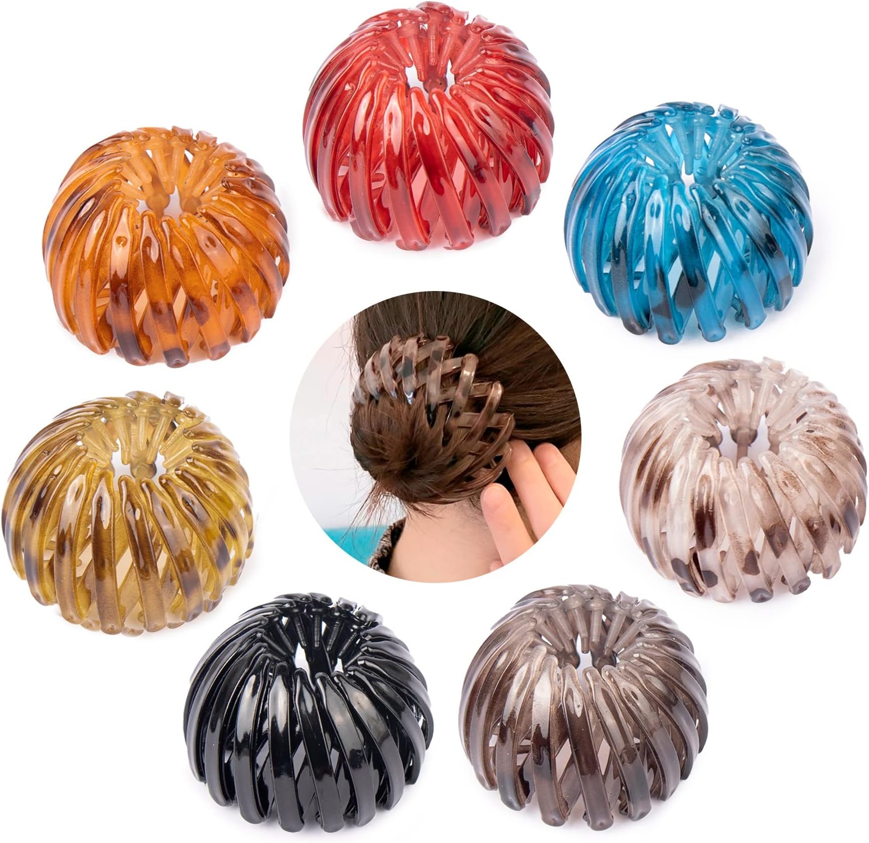 AUEAR, 7 Pack Bird Nest Magic Hair Bun Clip Expandable