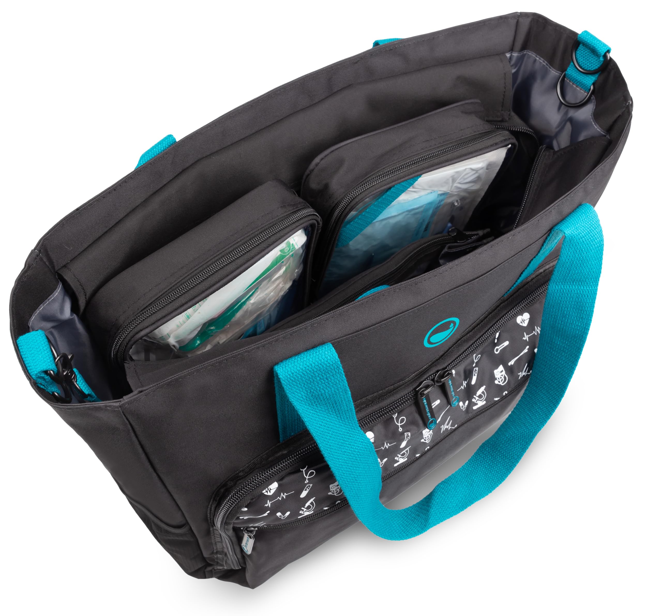 BOLSO Pflegetasche | Black Collection | schwarz-türkis Muster