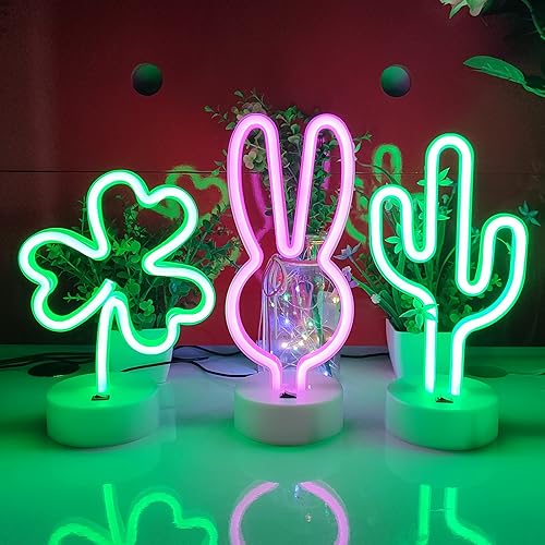 Miniatura 6 de JYWJ Letreros de neón con base de soporte, luz de neón alimentada por USB o 3 pilas AA, decoración de mesa LED, decoración de pared de dormitorio,