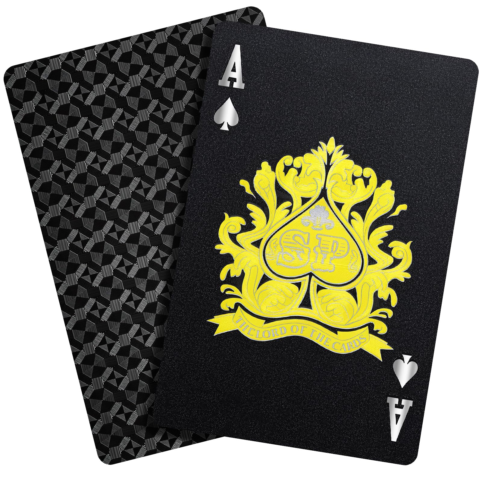 Hmeuest Plastic Playing Cards，Ultra-Thin Soft Waterproof Cool Cards, Premium Flexible Black & Gold Poker Deck for Adults, Durable & Washable, Ideal for Game Nights, Travel & Outdoor Use