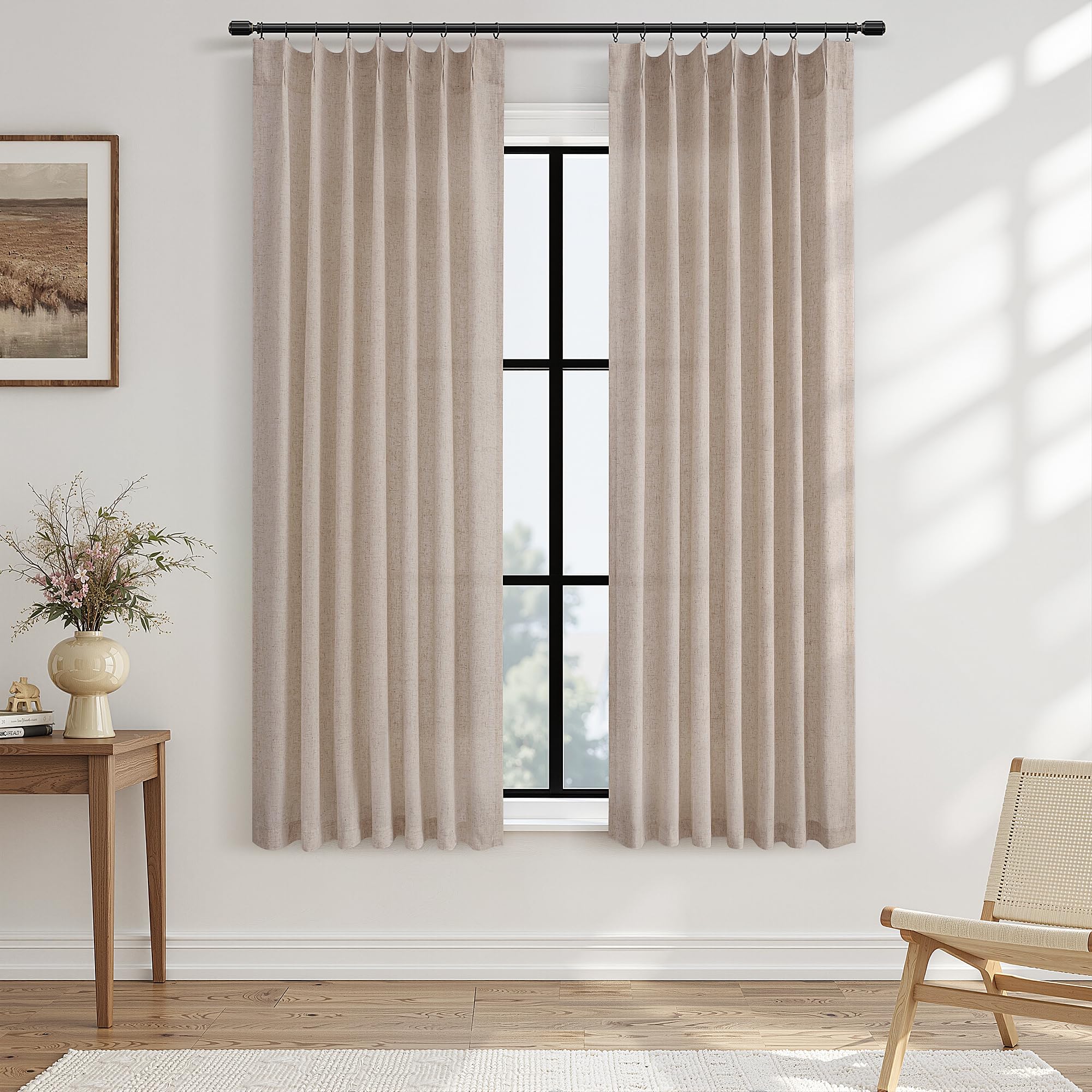 Linen Pinch Pleat Curtains - Soft Light & Privacy -32