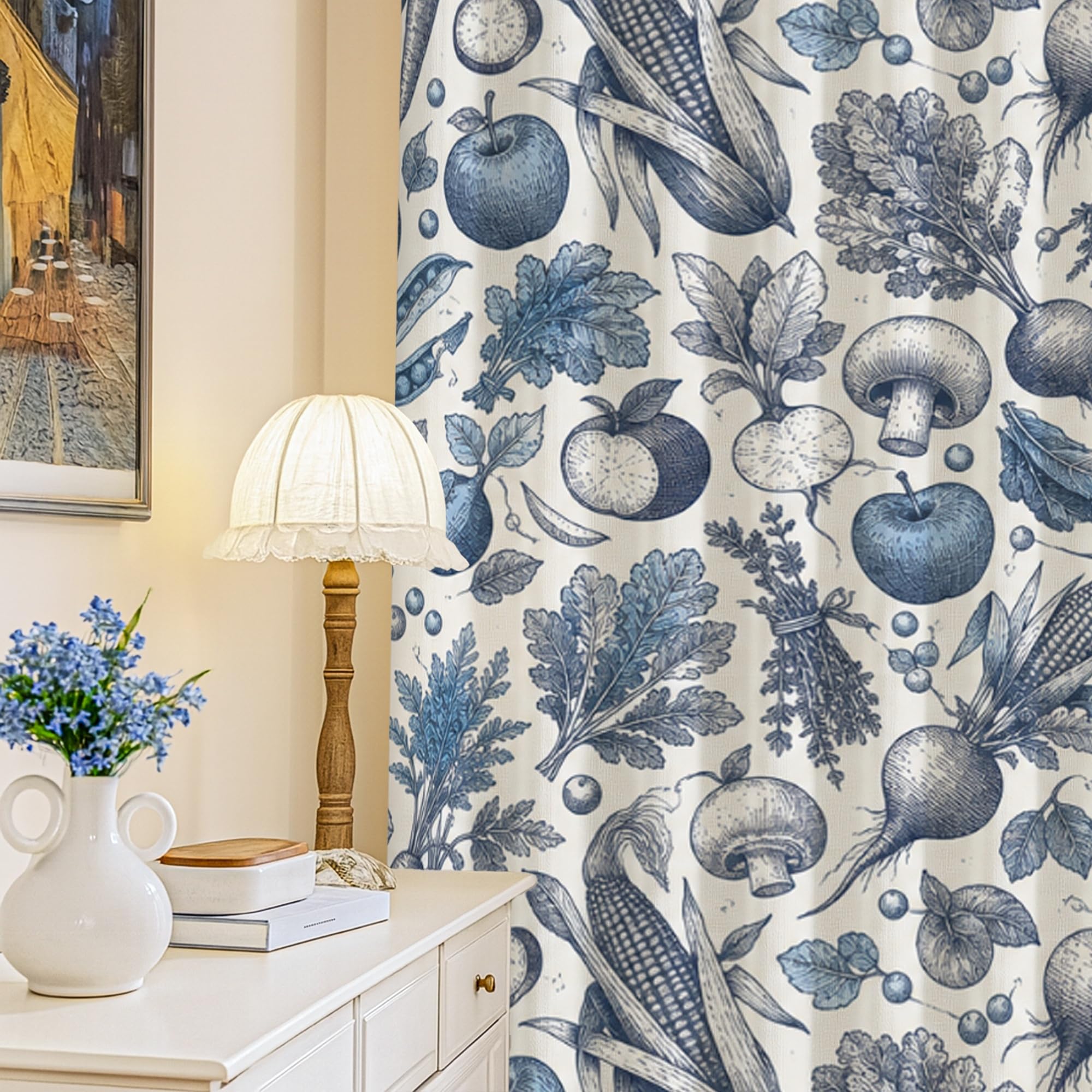 Rideaux occultants motif fruits d'automne pour chambre d'enfant rustique