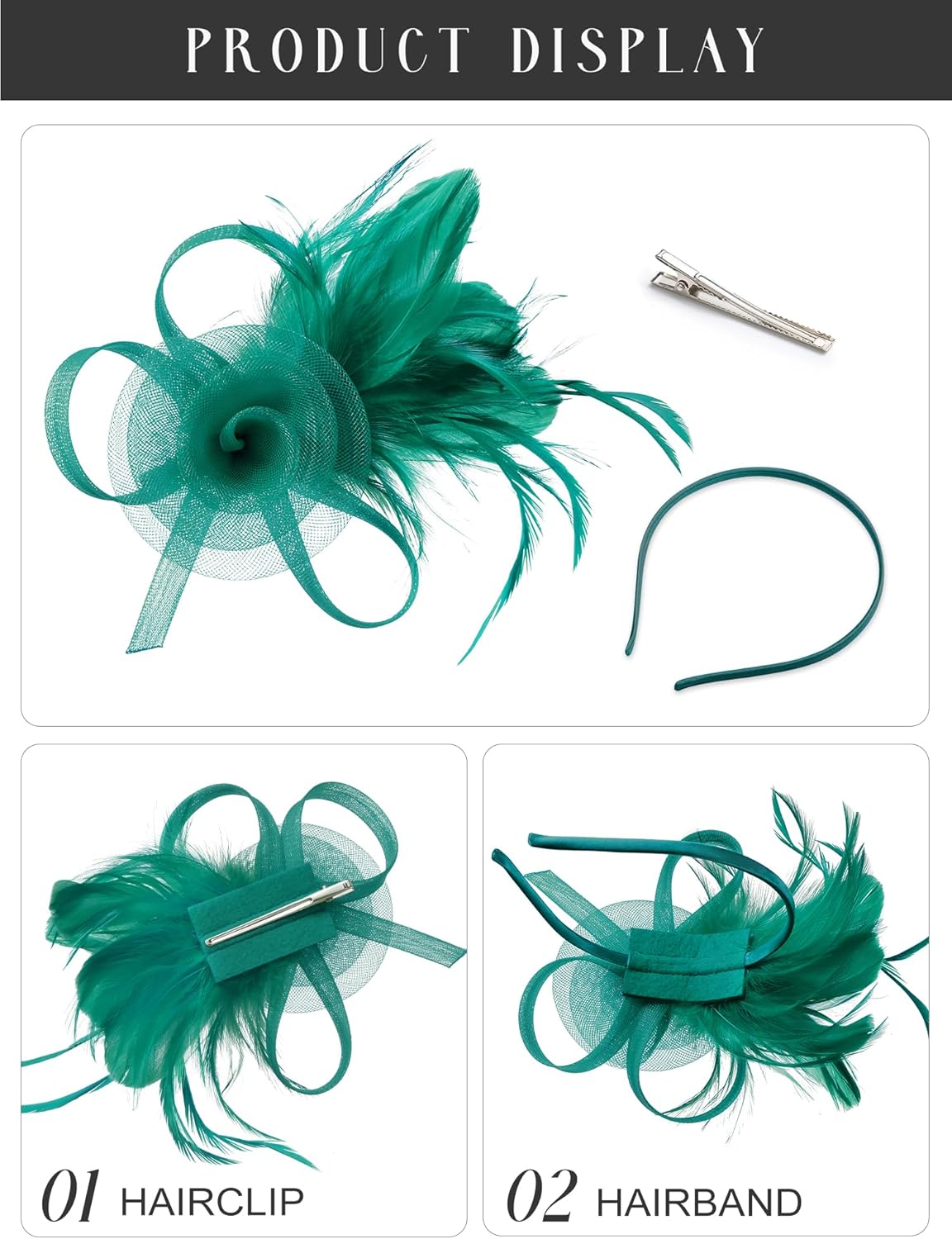 SWEETV Tulle Fascinators for Women, Tea Party Hats for Kentucky Fascinators Derby, Cocktail, Wedding, Fancy Dress Party - Image 4