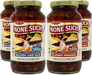 None Such Mincemeat Variety Pack: Classic Original & Brandy Rum Pie Filling, All-Natural Apples Raisins, 27oz Jars 4-Pack