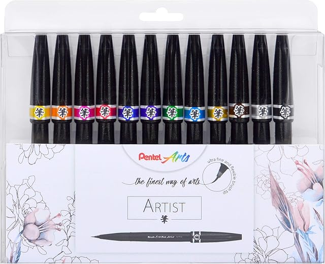 Pentel Brush Tip Pen Artist Pencil Case