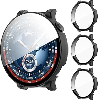 AIDOWU 3 Piece Hard PC Protective Case for Huawei Watch GT 5 46 mm Built-in 9H Tempered Glass Screen Protector, Scratch Resistant, Precise Match Case for Huawei Watch GT 5 46 mm