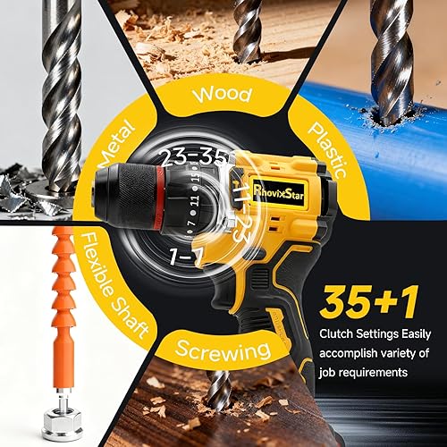 Miniatura 2 de Juego de taladro inalámbrico con batería y cargador, juego de herramientas de taladro eléctrico de 20 V, portabrocas sin llave de 12 pulgada,