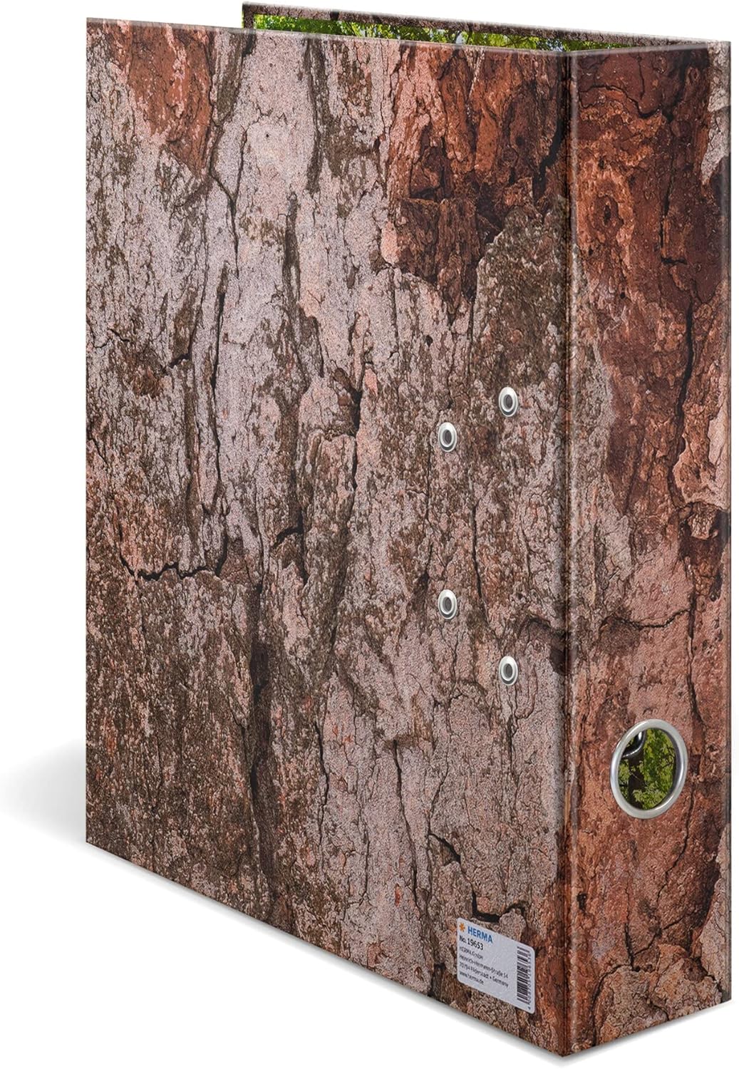 HERMA 19653 Folder A4 Natural Wood, 7 cm Wide, Cardboard Folder with Inner Print for School and Office, Sturdy Children's Ring Binder Made of Cardboard for Boys and Girls