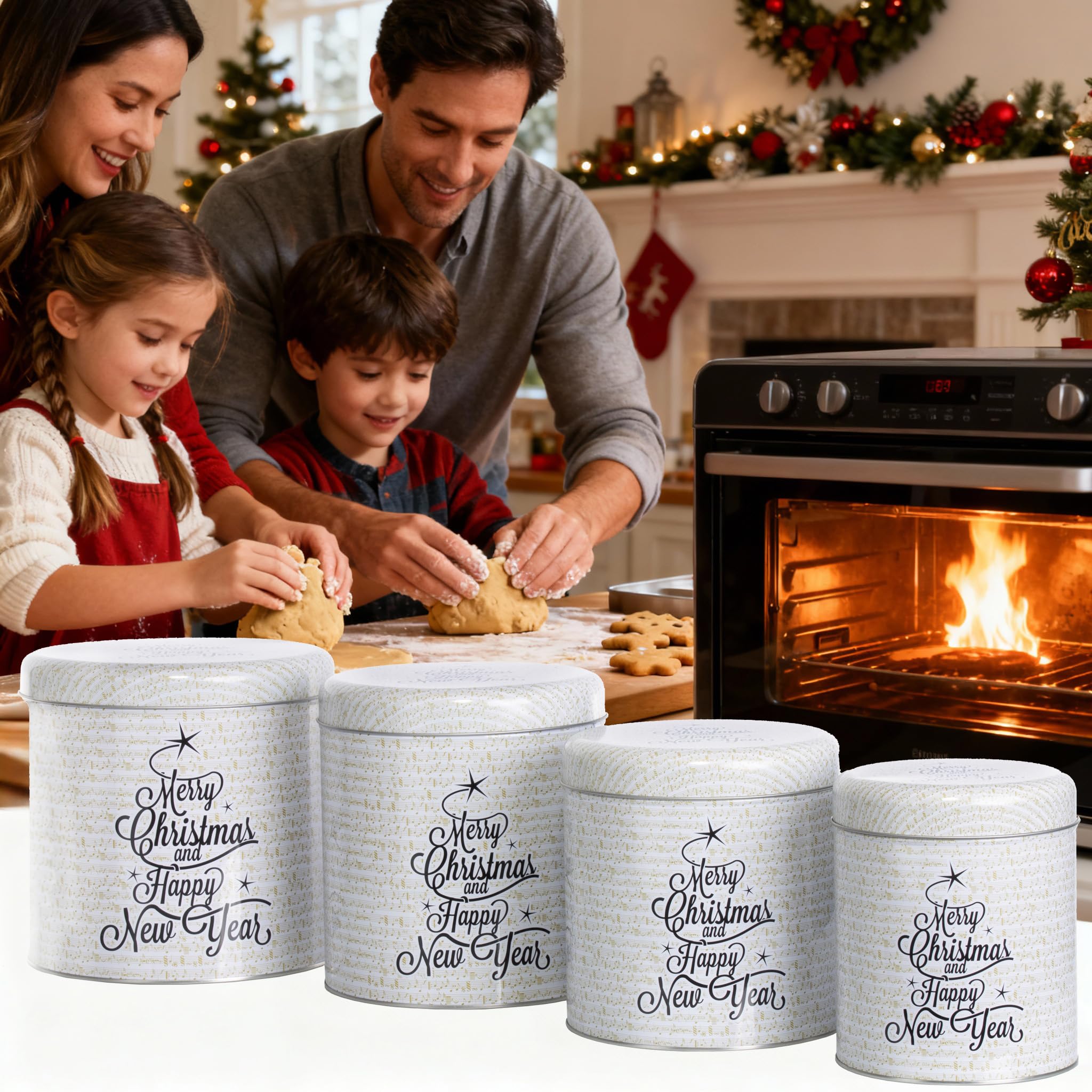 Brandsseller Lot De 4 Boîtes à Biscuits Boîtes à Pâtisserie Boîtes De