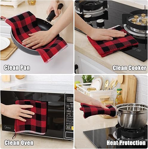 Miniatura 8 de homing Buffalo - Juego de 8 paños de cocina y paños de cocina a cuadros, 12 x 12 pulgadas y 13 x 28 pulgadas, juego de 8 toallas de cocina de