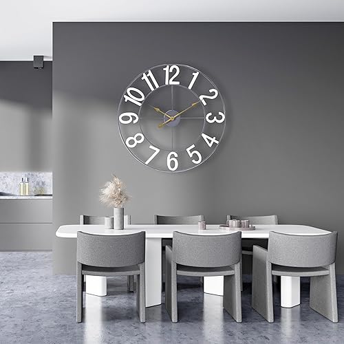 Miniatura 2 de Sorbus Reloj de pared grande para decoración de sala de estar, reloj de pared con números para cocina, reloj de pared decorativo de 24 pulgadas,