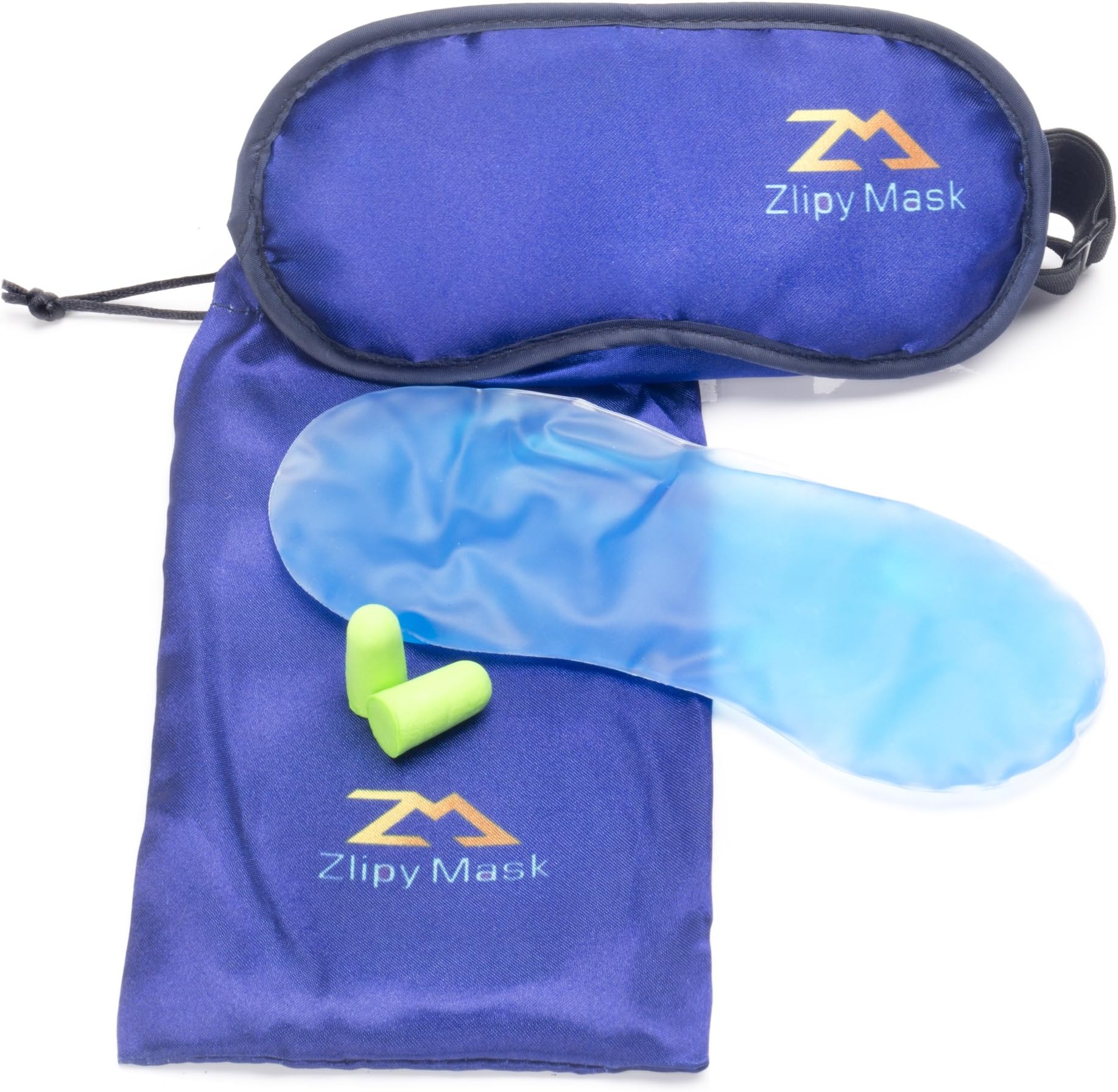 Zlipy Sleep Mask - Therapeutic Gel Eye Mask for Sleeping with Cold & Hot Gel For Puffy Eyes, Travel, Meditation, Insomnia & Migraine. Soft Night Blindfold with Ear Plugs & Adjustable Band.
