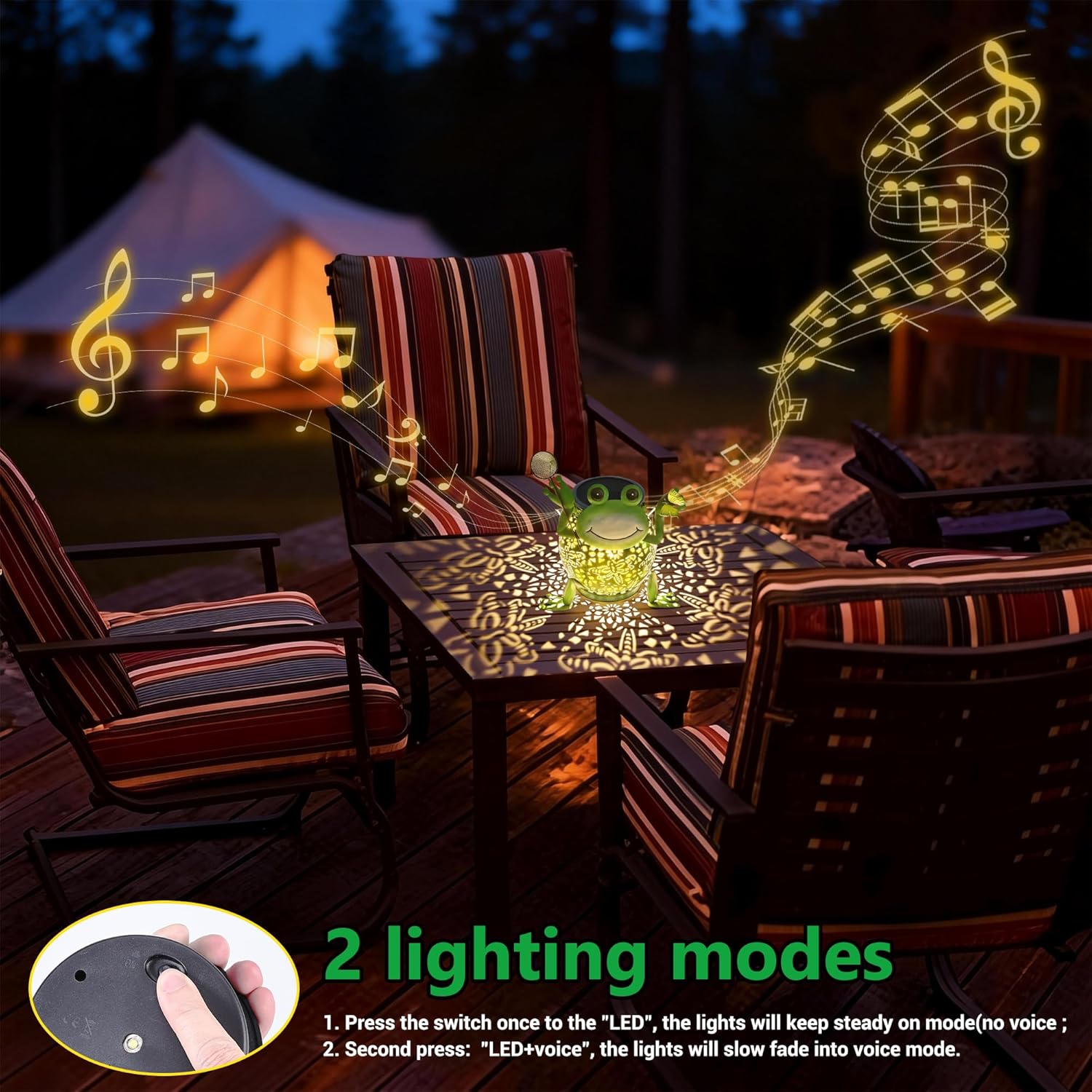 Solar Lantern Outdoor Lights, Cute Metal Solar Frog Lamp with Sound, Waterproof 2 Mode Hanging Solar Frog Lights for Yard Garden Patio Tree Pathway Lawn Outdoor Decorations