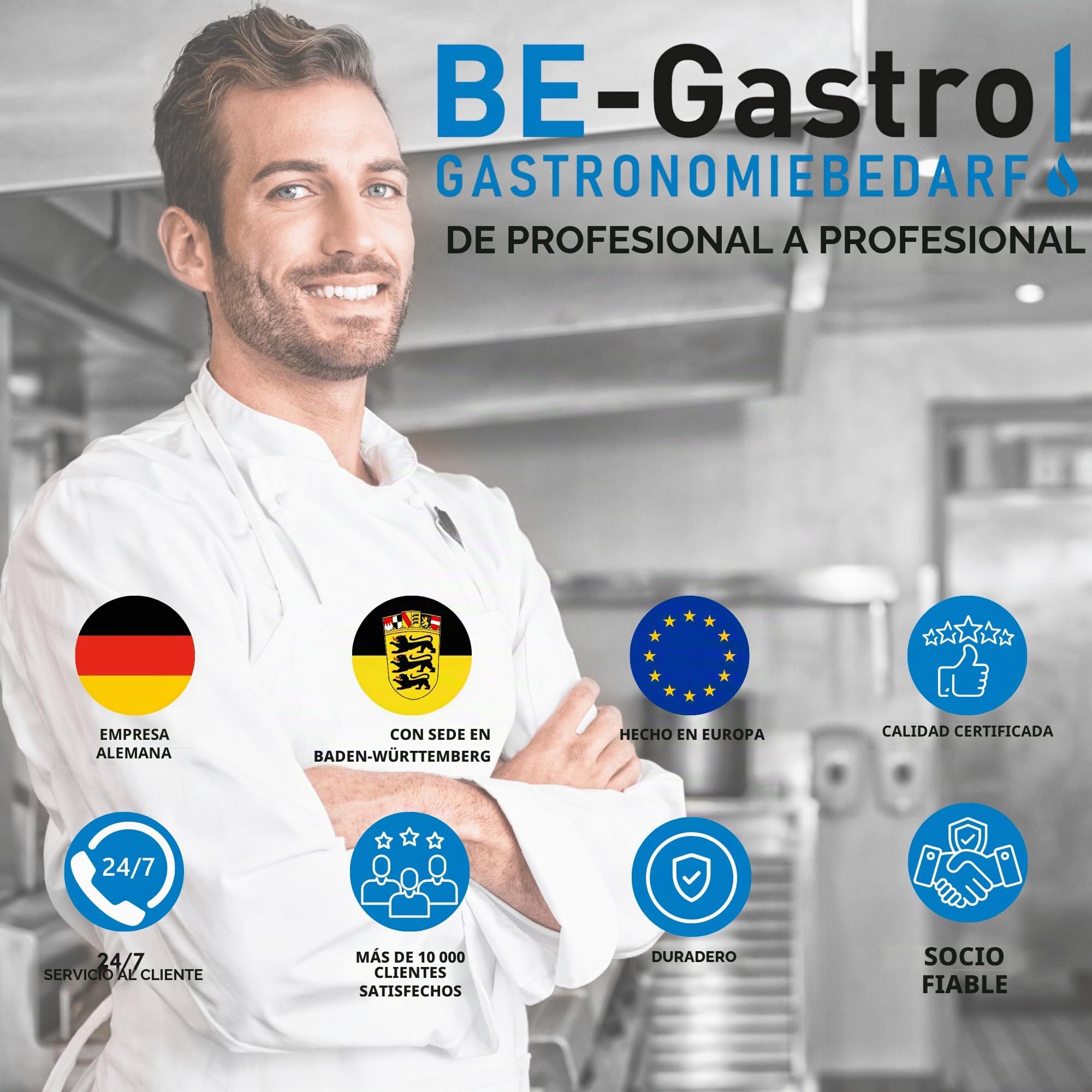 BE-GASTRO I - Industrial Hostelería Manguera de ducha profesional (120 cm, con protección especial contra torceduras, 1/2", estándar AG, repuesto para alcachofa de plato/gastronomía, 1200 mm)