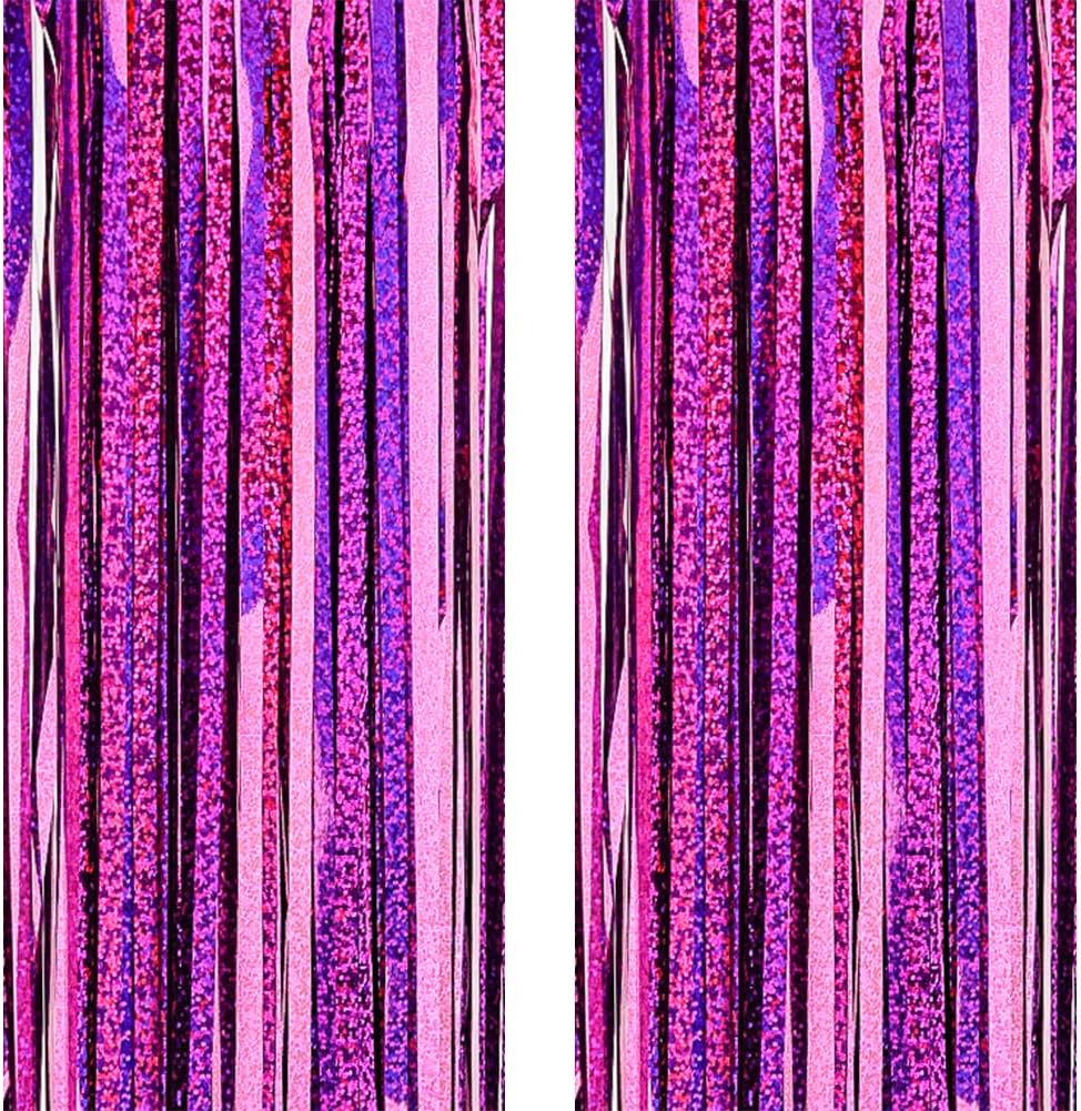 Foil Fringe Metallic Curtain Backdrops with Balloon