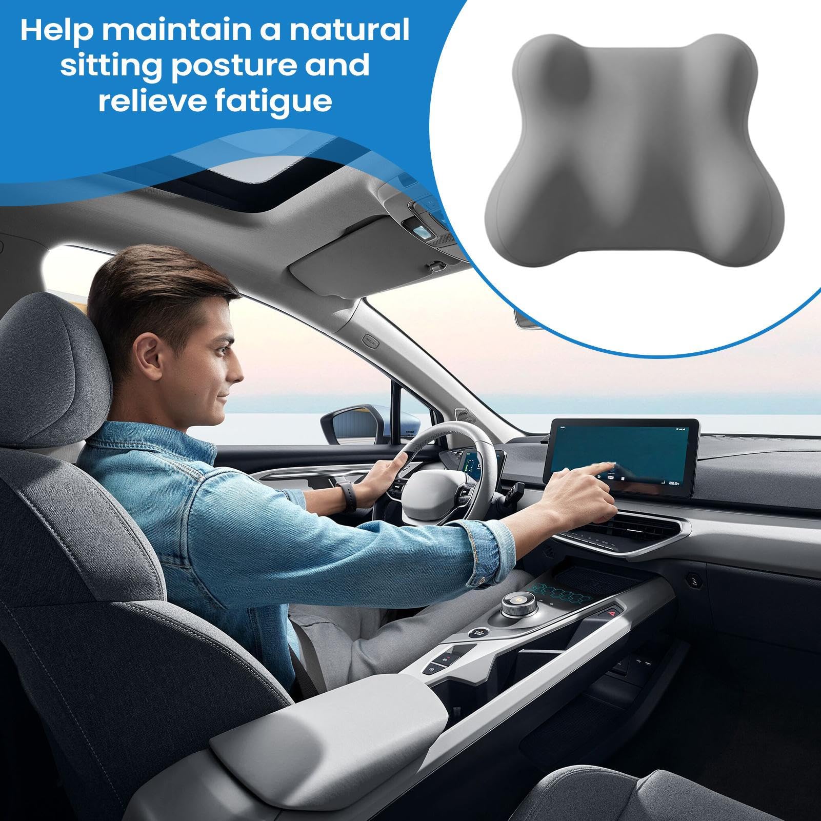 Cojín De Soporte Lumbar Y Para Reposacabezas Del Coche Accesorios Para | Cojín Ergonómico Cervical y Lumbar para Auto Para Conductores Silla de Oficina Escritorio Sofá Viaje Silla Reclina