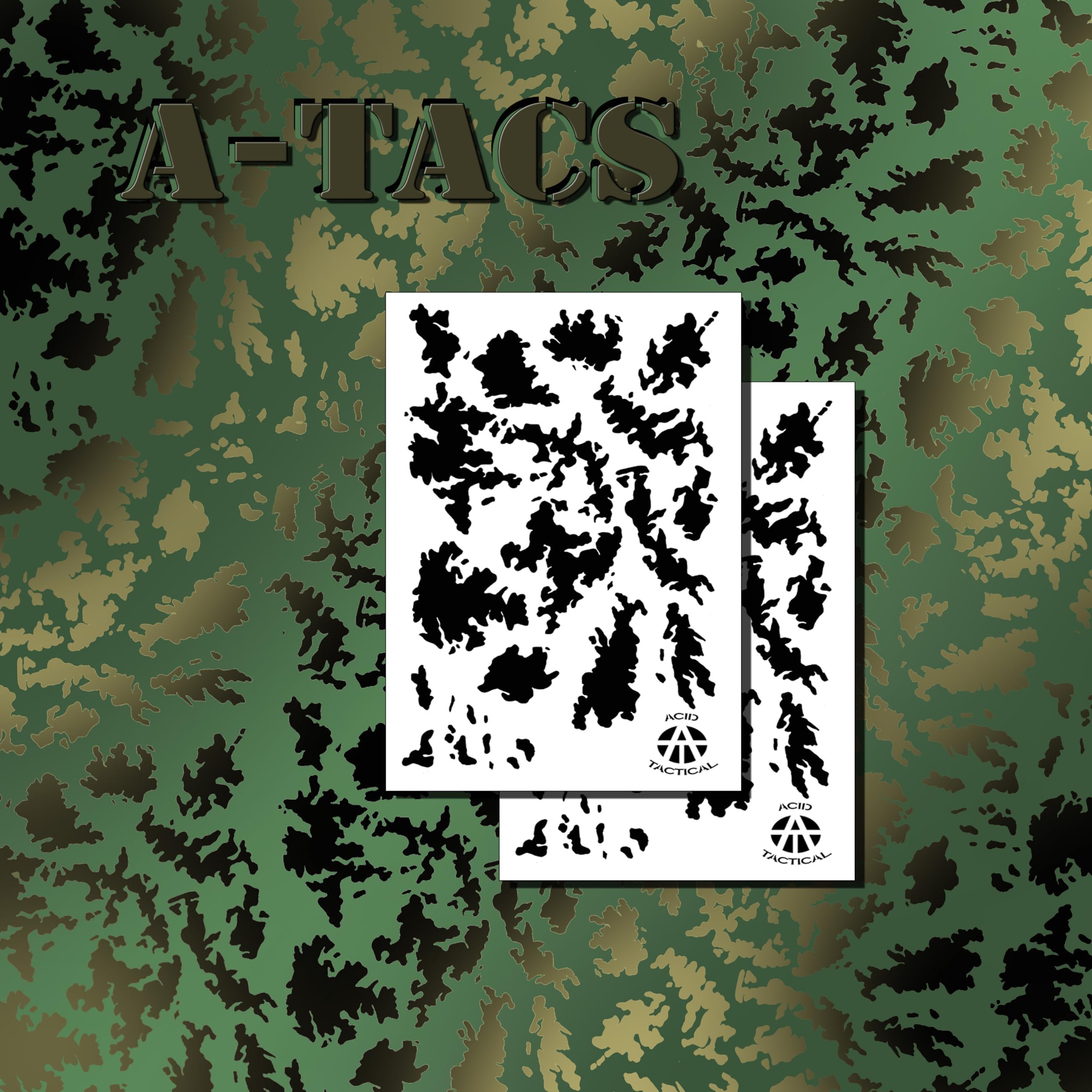 2 Pack - 9x14 Single Design Camouflage Airbrush Spray Paint Stencils - Duracoat Gun (TACS Camo)