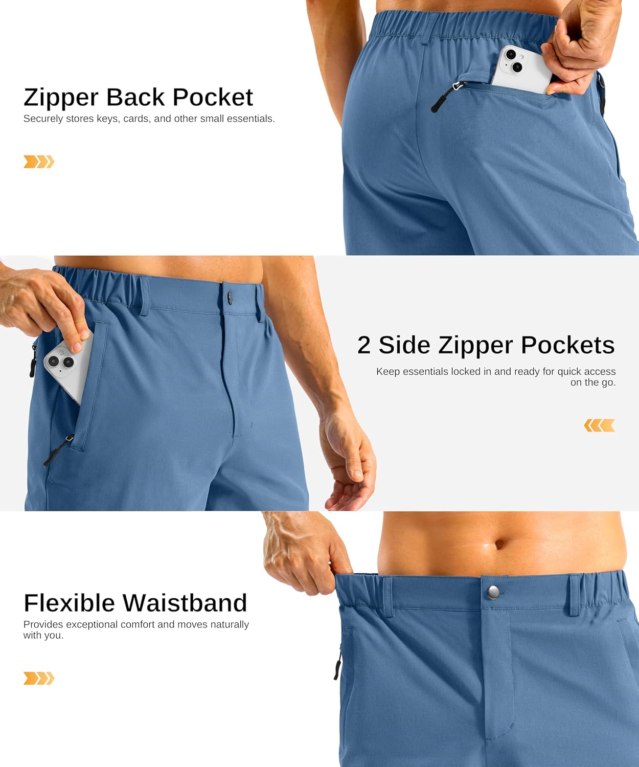 G GRADUAL Men's Shorts 11" Lightweight Casual Golf Shorts for Men Hiking Work Outdoor Stretch Quick-Dry with 3 Zipper Pockets - Image 3