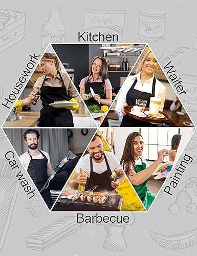 Miniatura 5 de APRONNER Delantales cómodos repelentes al agua con espalda cruzada para mujeres con bolsillos para cocinar, cocina, hornear, ajustable, unisex