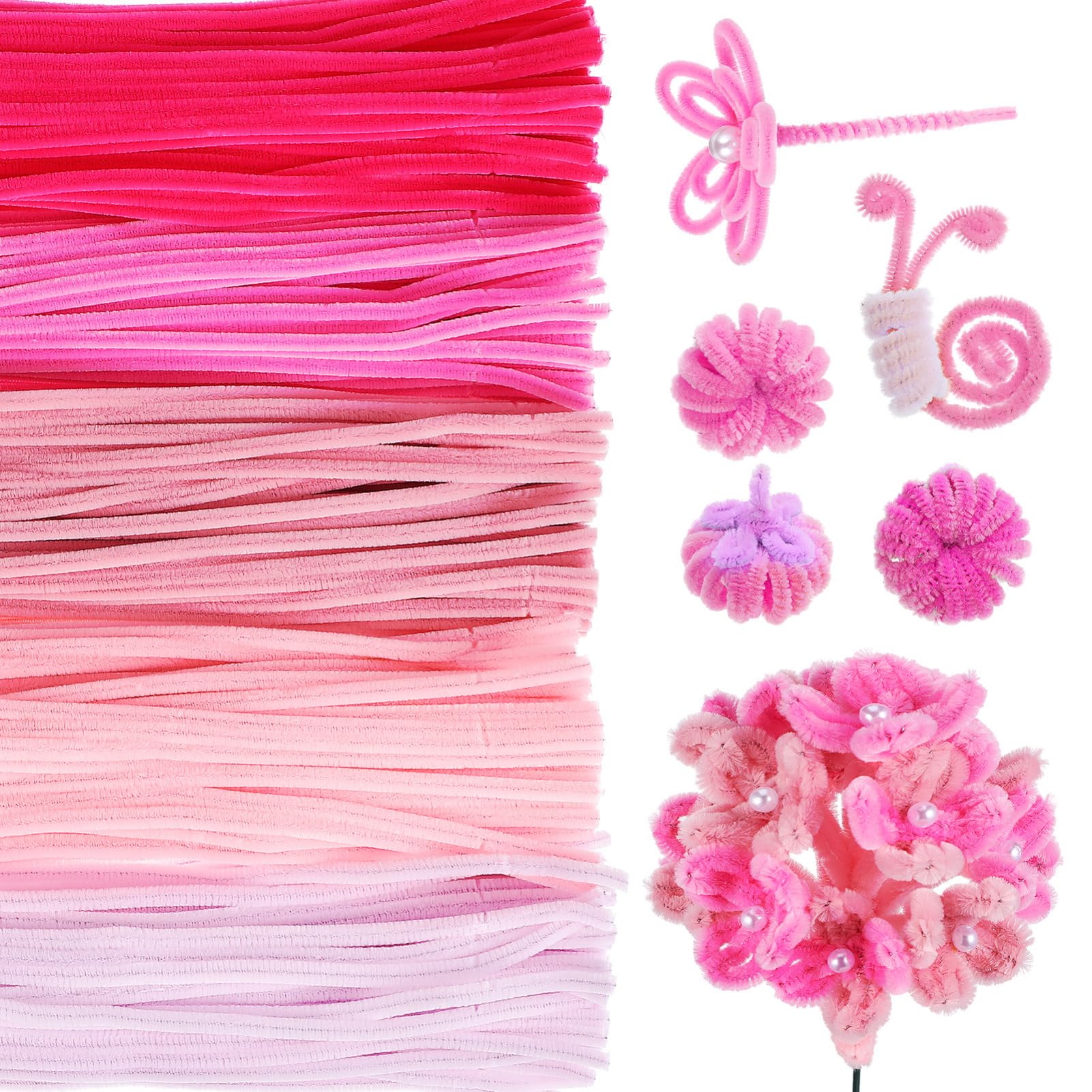 DOITOOL 500 Pcs Twisting Sticks Chenille Pipe Cleaners for Crafts Long Thick Soft Fluffy for DIY Flower Making Projects