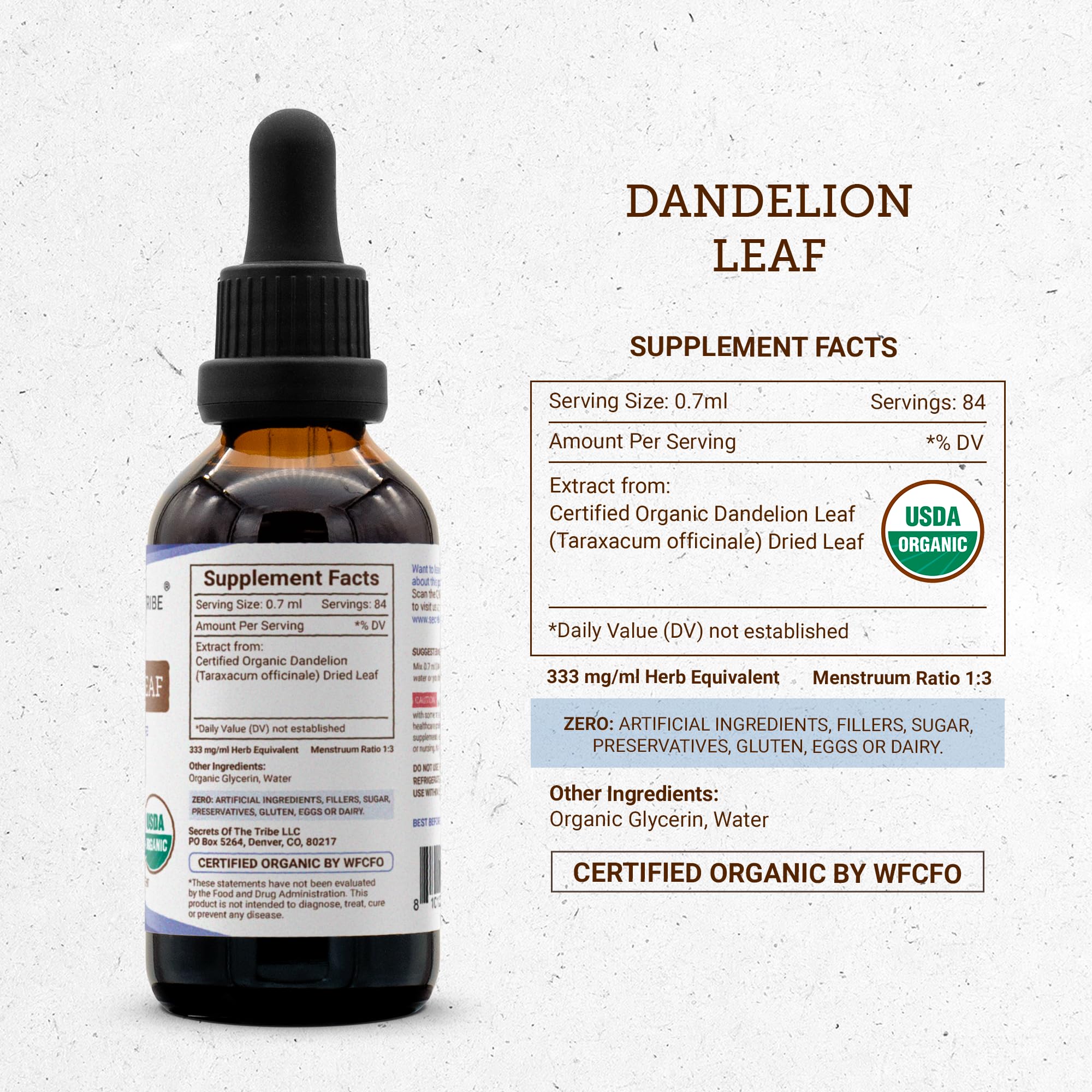 Secrets of the Tribe Dandelion Leaf USDA Organic | Alcohol-Free Extract, High-Potency Herbal Drops, Digestive System | Made from 100% Certified Organic Taraxacum Officinale Dried Leaf 2 oz — Amazon image 4