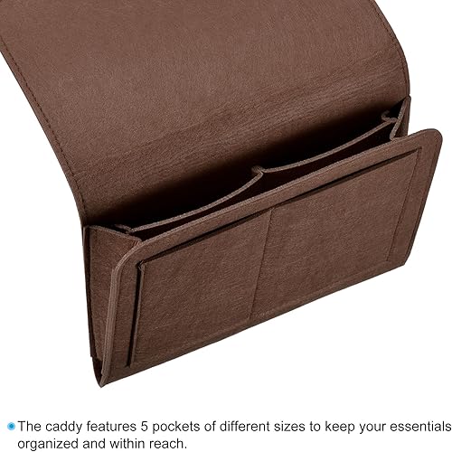 Miniatura 3 de PATIKIL Organizador de mesita de noche de 11 pulgadas, organizador de cama colgante de fieltro suave, 5 bolsillos de cama, organizador de