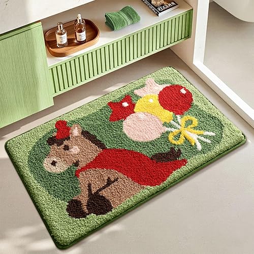 Cute Bath Mat, Little Horse Bath Mats,Cute Bathroom Rug,Ultra Soft, Absorbent,Non Slip TPR, 32" x 20" Machine Washable Funny Bathroom Mat,for Bathroom Door(Horse Fairy Tales, 32" x 20")