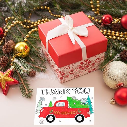 Miniatura 4 de Qilery 96 tarjetas postales navideñas para colorear con sobres, postales de agradecimiento, kit de manualidades para niños de 5 x 7 pulgadas,