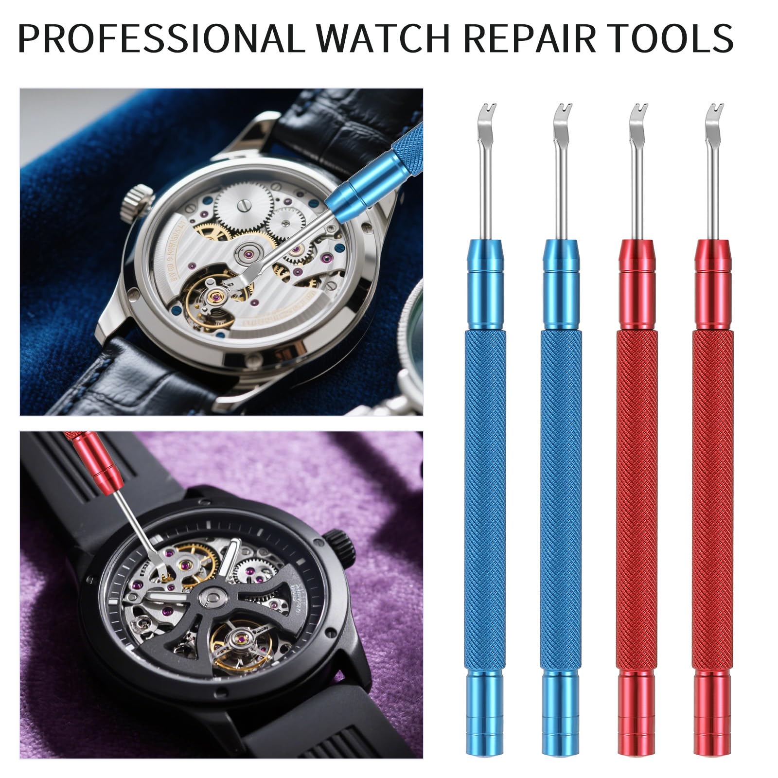 LIQWEI 4 Pcs Watch Hands Repair Tool Kit, Watches Hand Removal Tools Adjustment Press, Watches Hand Setting Tool Back Multifunction Puller Tools for Watch Hands Repair Replace